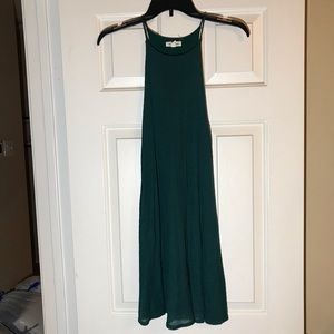 Dark Green ribbed halter dress